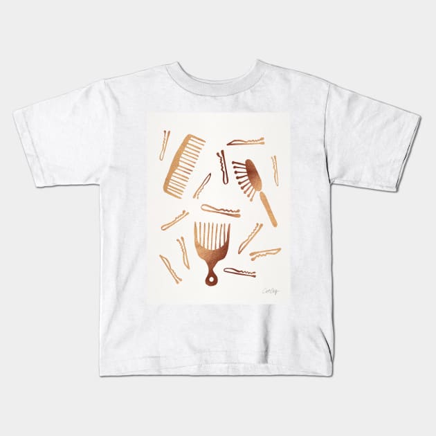 Good Hair Day Rose Gold Kids T-Shirt by CatCoq